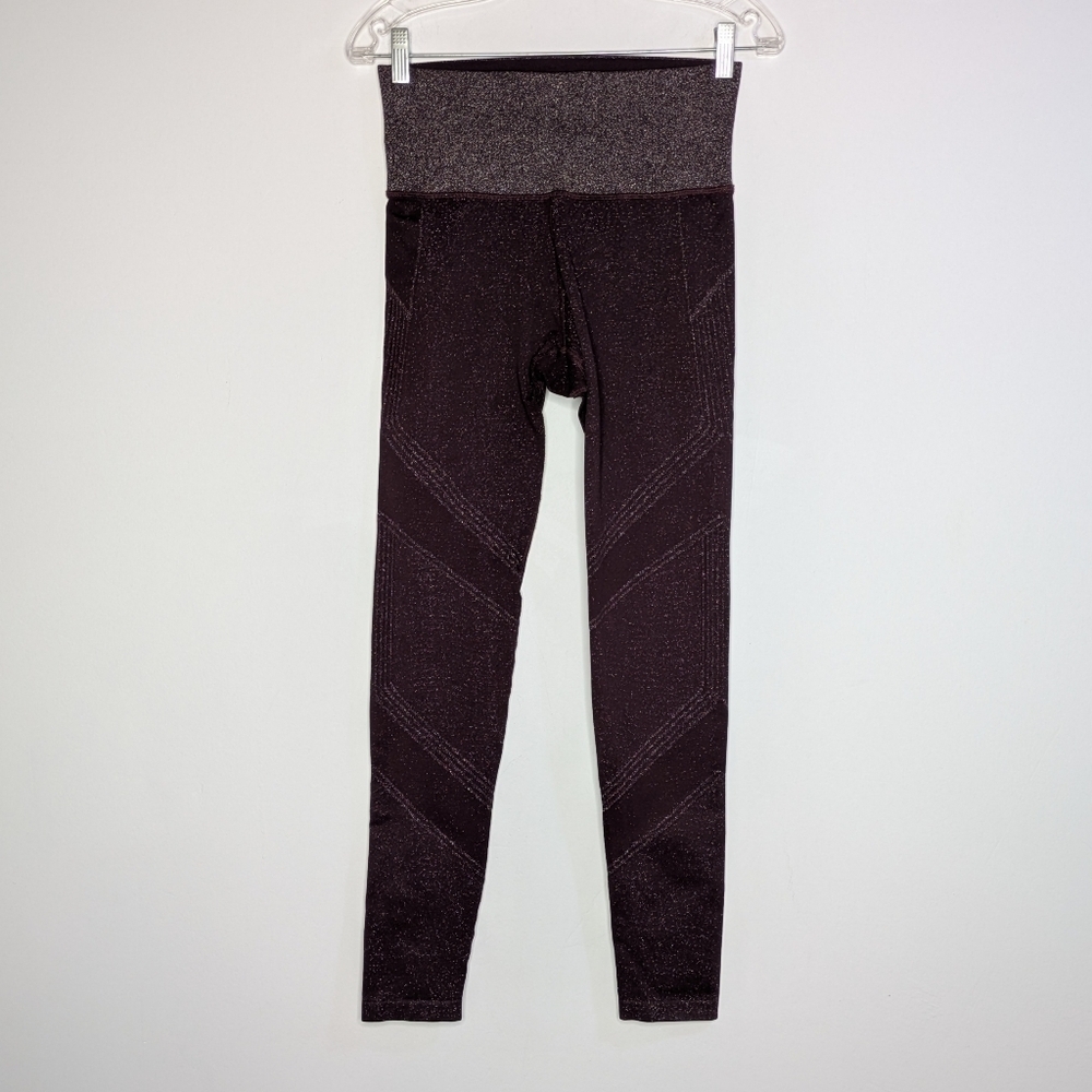Athleta Purple Silver Shimmer Twilight Tight Exercise Leggings M